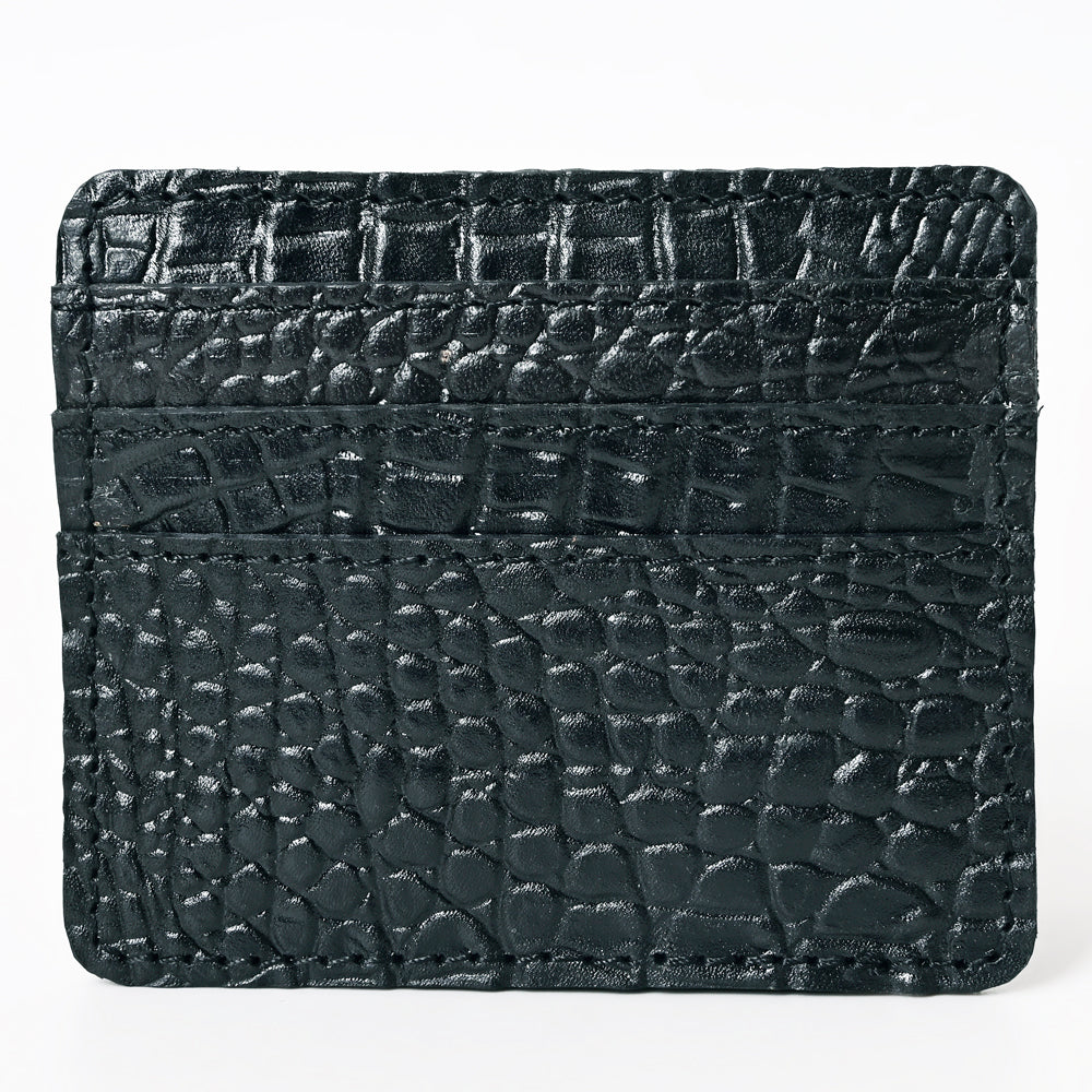 ADBG1181B American Darling Crocodile Embossed Leather Card Holder | Slim Western Wallet