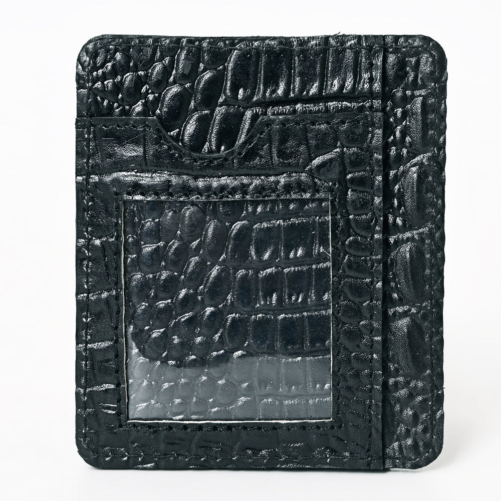 ADBG1181B American Darling Crocodile Embossed Leather Card Holder | Slim Western Wallet