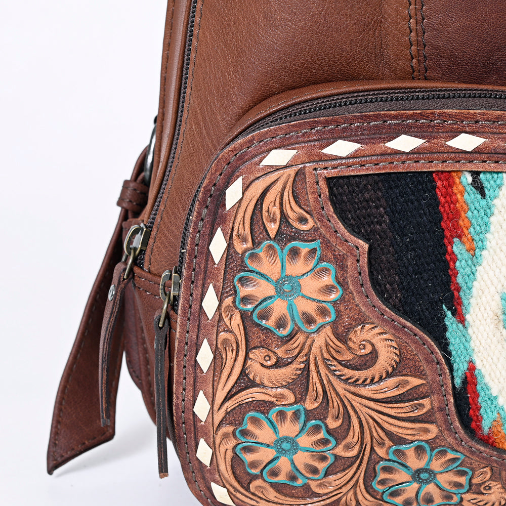 ADBG1182A American Darling Saddle Blanket & Hand Tooled Leather Sling Bag | Western Crossbody