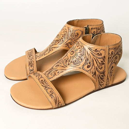 LC-ADFT141A carved genuine leather sandal footwear flip flop