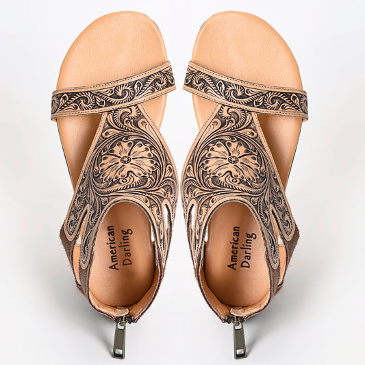 ADFT144B carved genuine leather sandal footwear flip flop