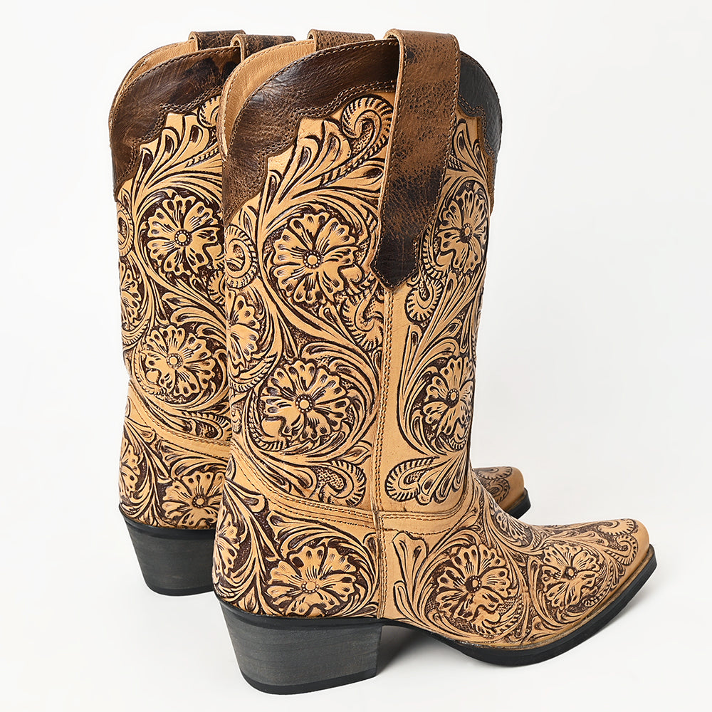 LC-ADFT166 Hand Tooled Genuine Western Leather Long Boot