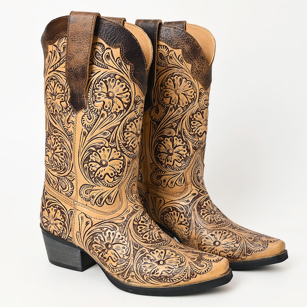 LC-ADFT166 Hand Tooled Genuine Western Leather Long Boot