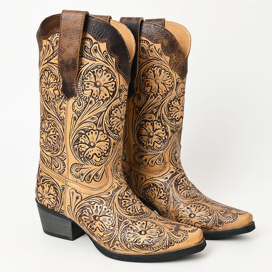 LC-ADFT166 Hand Tooled Genuine Western Leather Long Boot