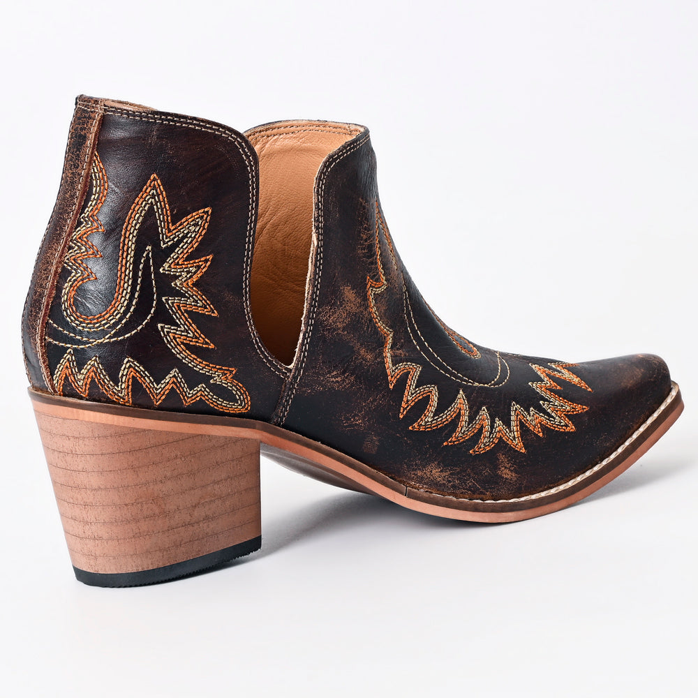 ADFT168 Boot stitched Genuine Western Leather Ankle Boot