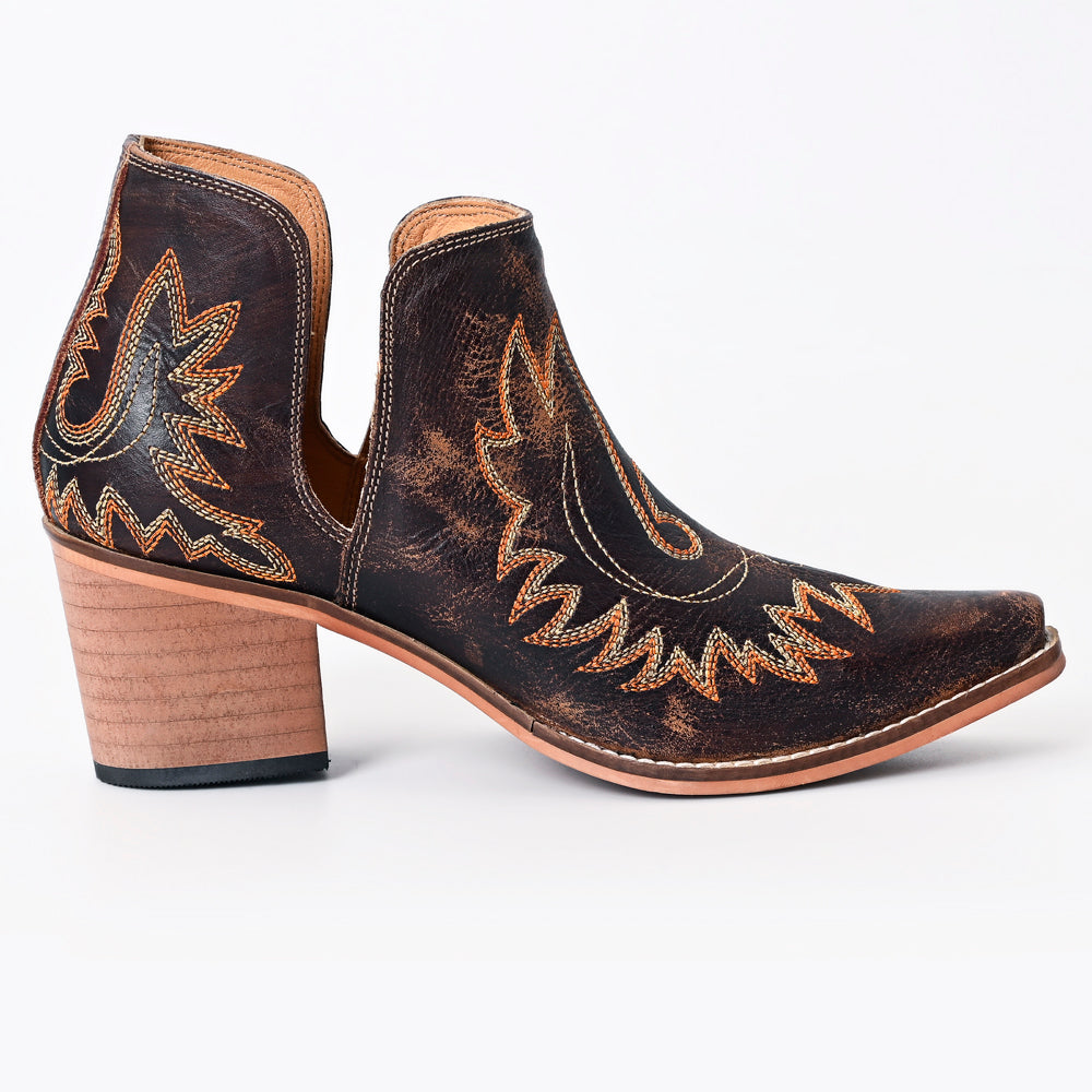 ADFT168 Boot stitched Genuine Western Leather Ankle Boot
