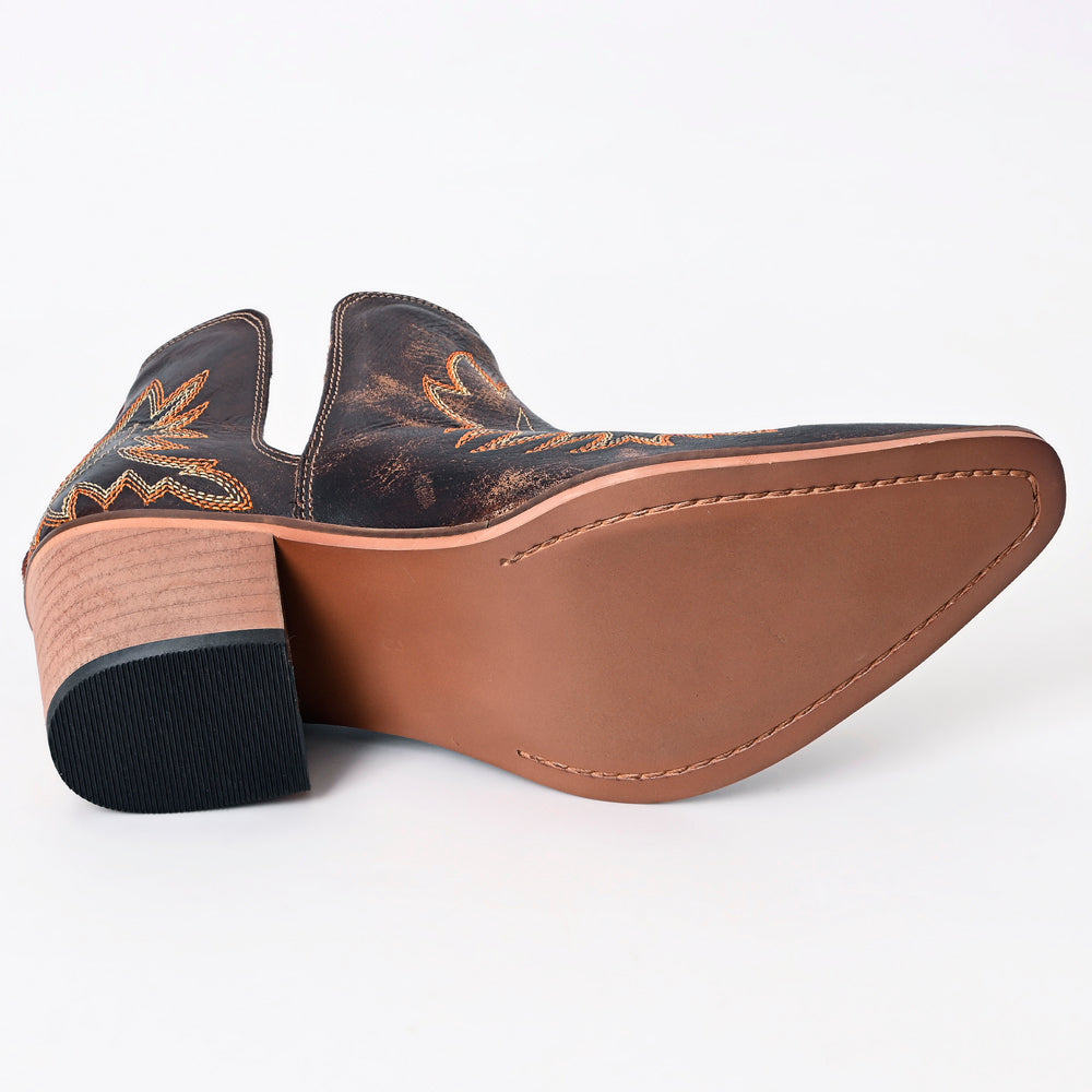ADFT168 Boot stitched Genuine Western Leather Ankle Boot