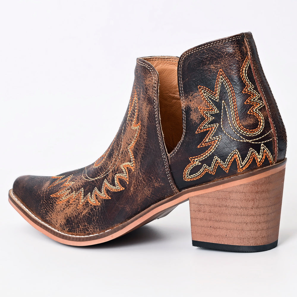 ADFT168 Boot stitched Genuine Western Leather Ankle Boot