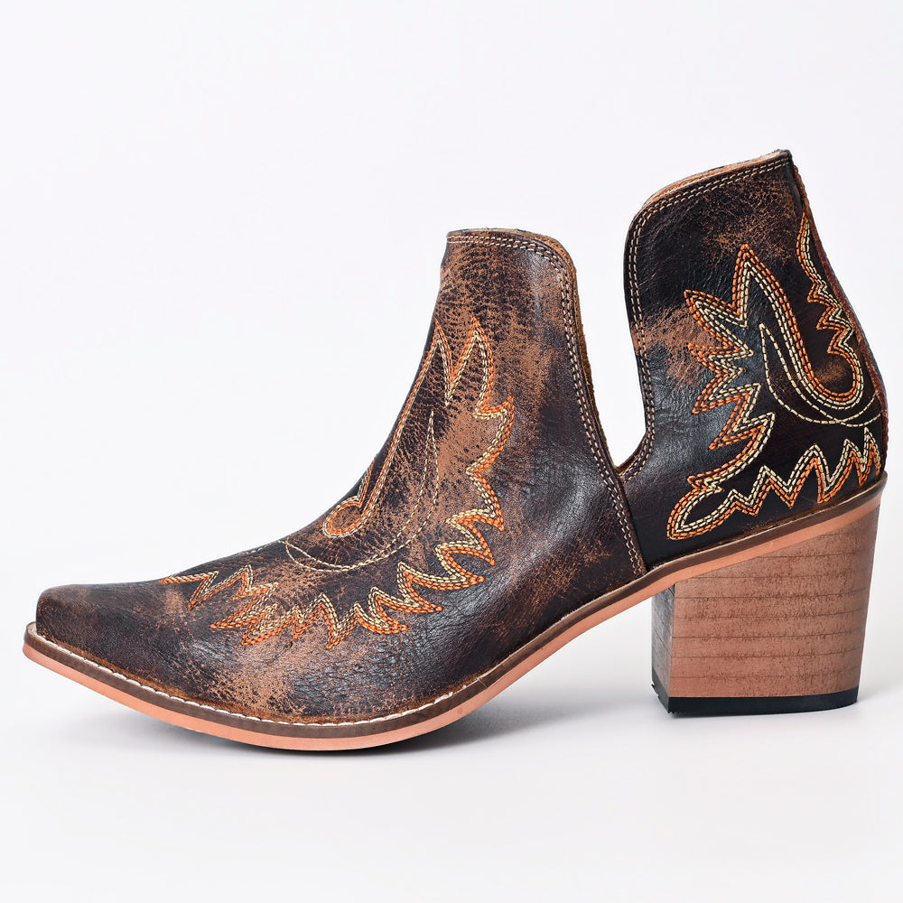 ADFT168 Boot stitched Genuine Western Leather Ankle Boot