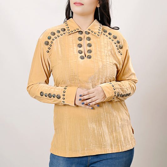 ADSH031 Fabric Women Shirt Dress Tunic Ladies Girl Top