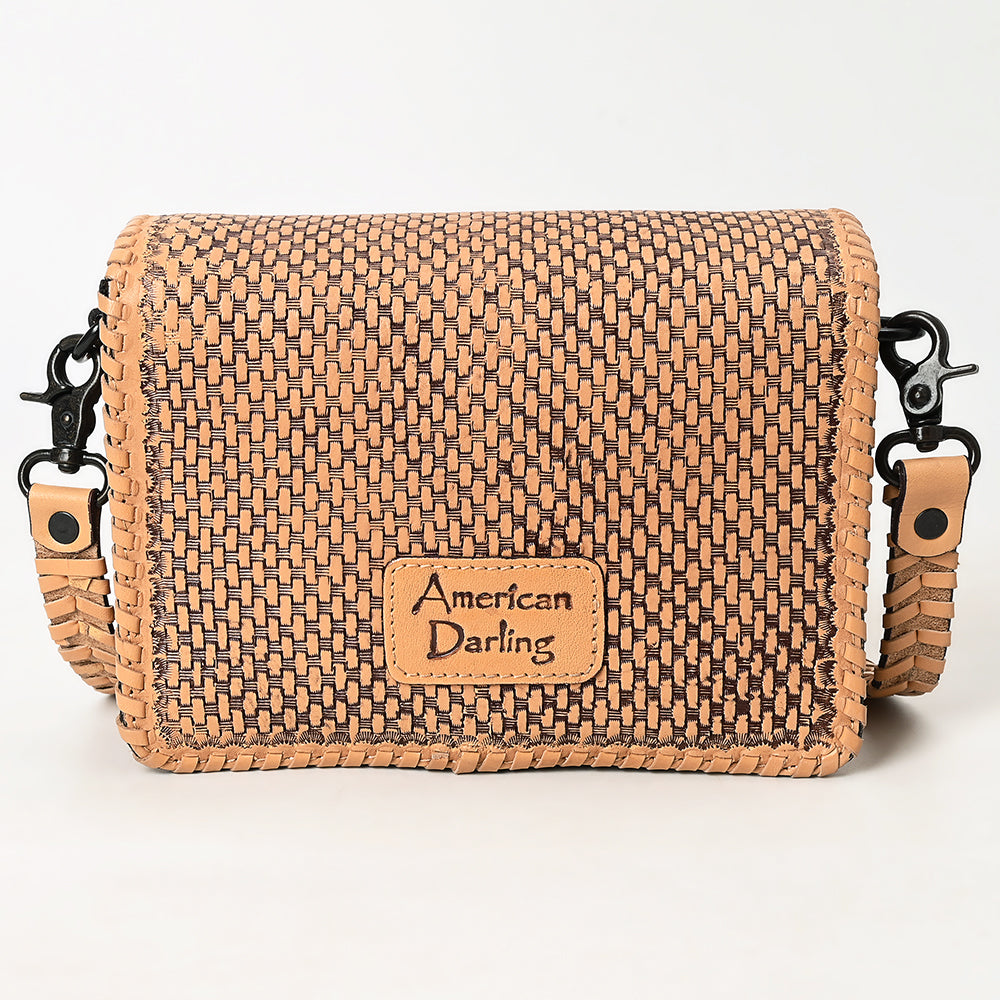 ADBGZ751 Hand Tooled Leather Crossbody Bag - Western Floral Whipstitch Sling