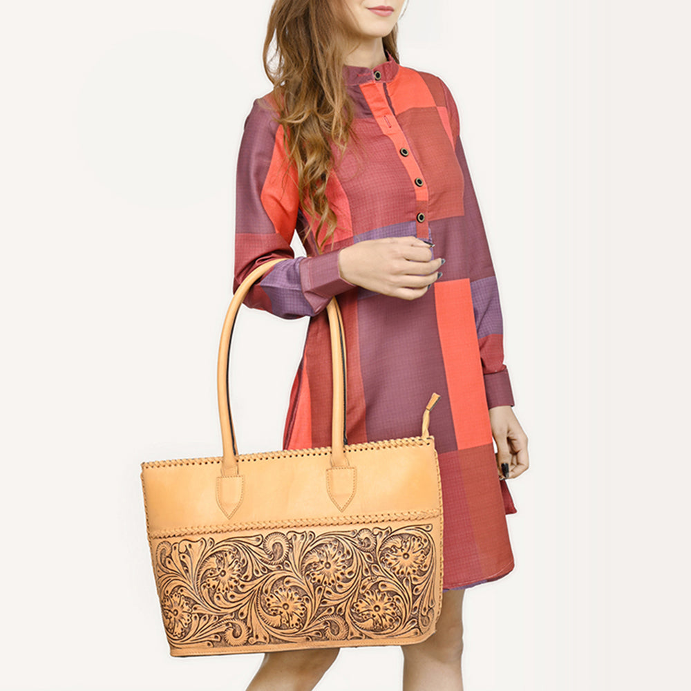 LC-ADBGZ756A Tote Hand Tooled Genuine Western Leather Women Bag