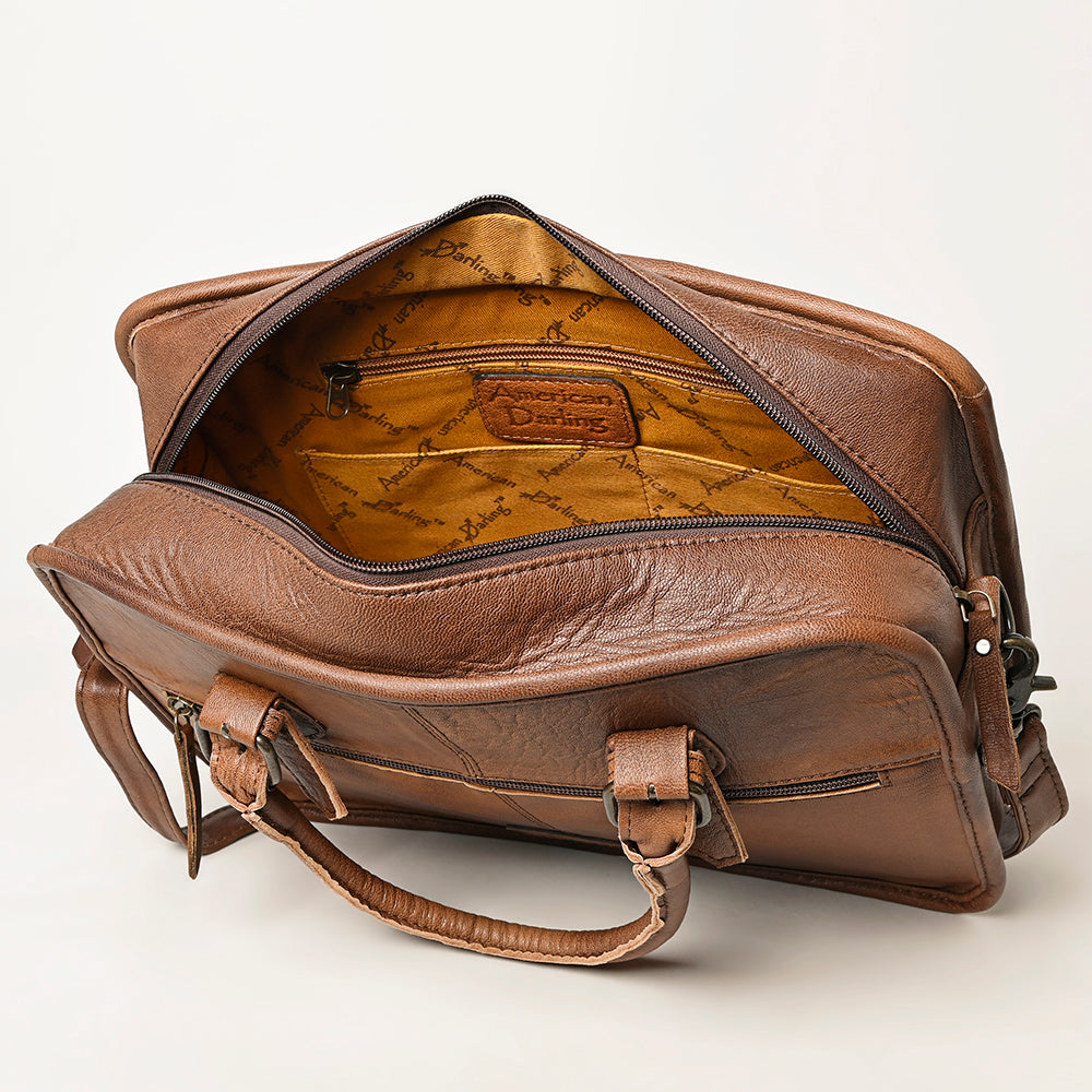 ADBG1183 American Darling Turquoise Crocdile Embossed & Hand Tooled Leather Briefcase Tote