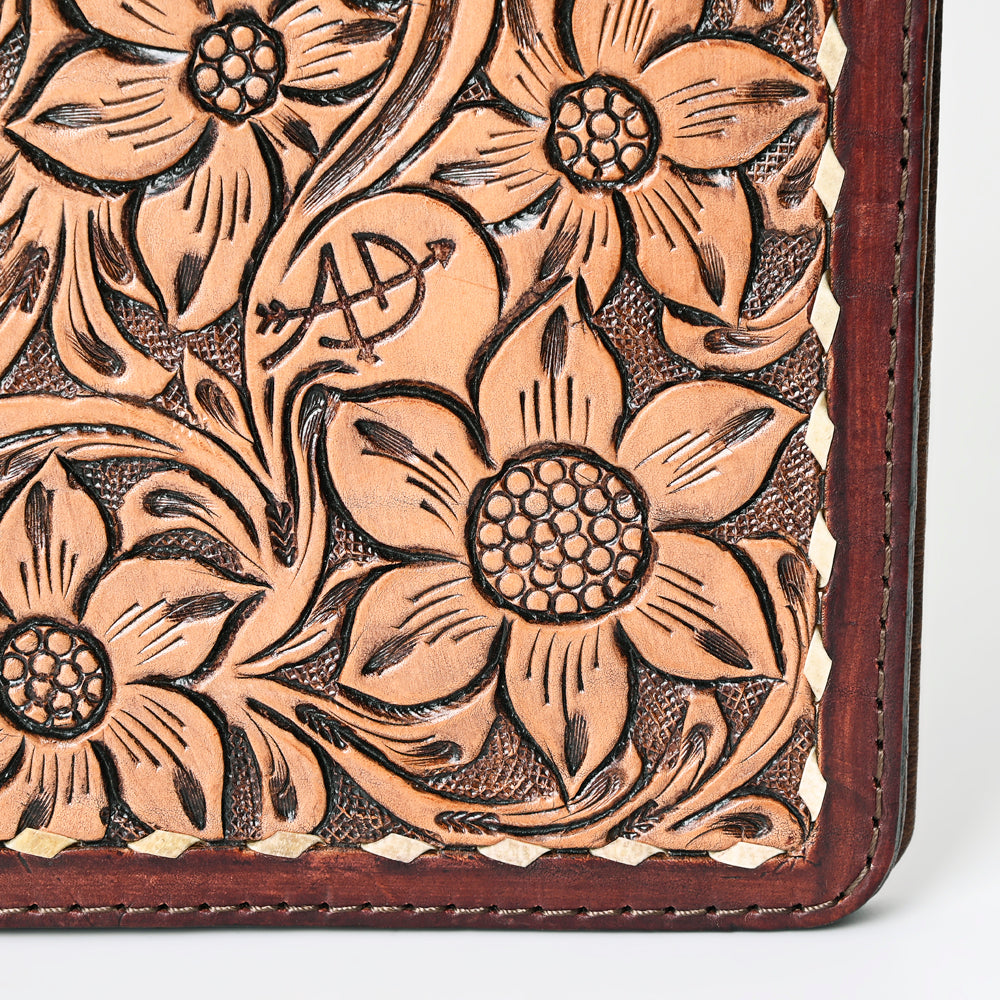 ADBG1184 American Darling Hand Tooled Leather Portfolio Bag | Floral Carved Tablet Sleeve