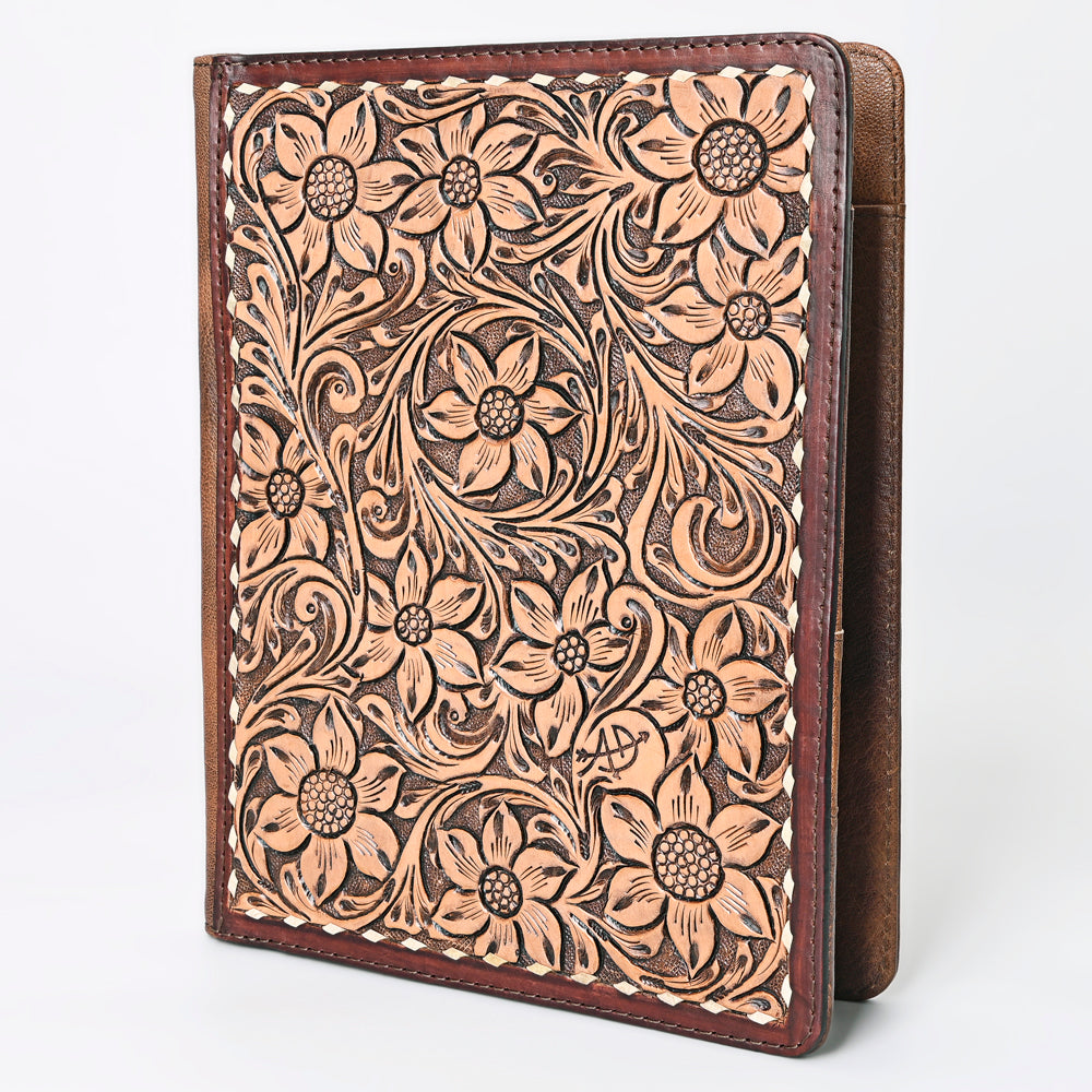 ADBG1184 American Darling Hand Tooled Leather Portfolio Bag | Floral Carved Tablet Sleeve