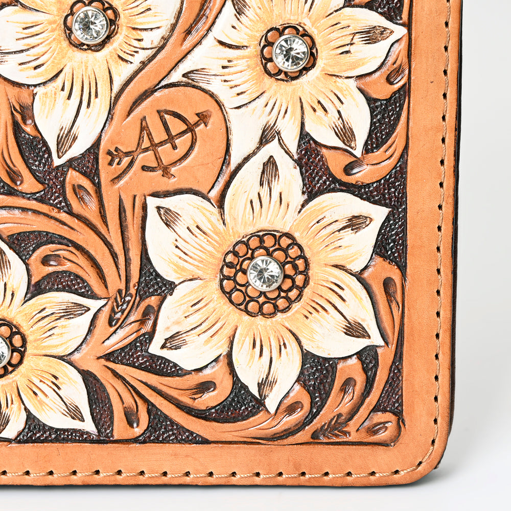 ADBG1185 American Darling Floral Tooled Leather Portfolio Bag | Western Tablet Sleeve