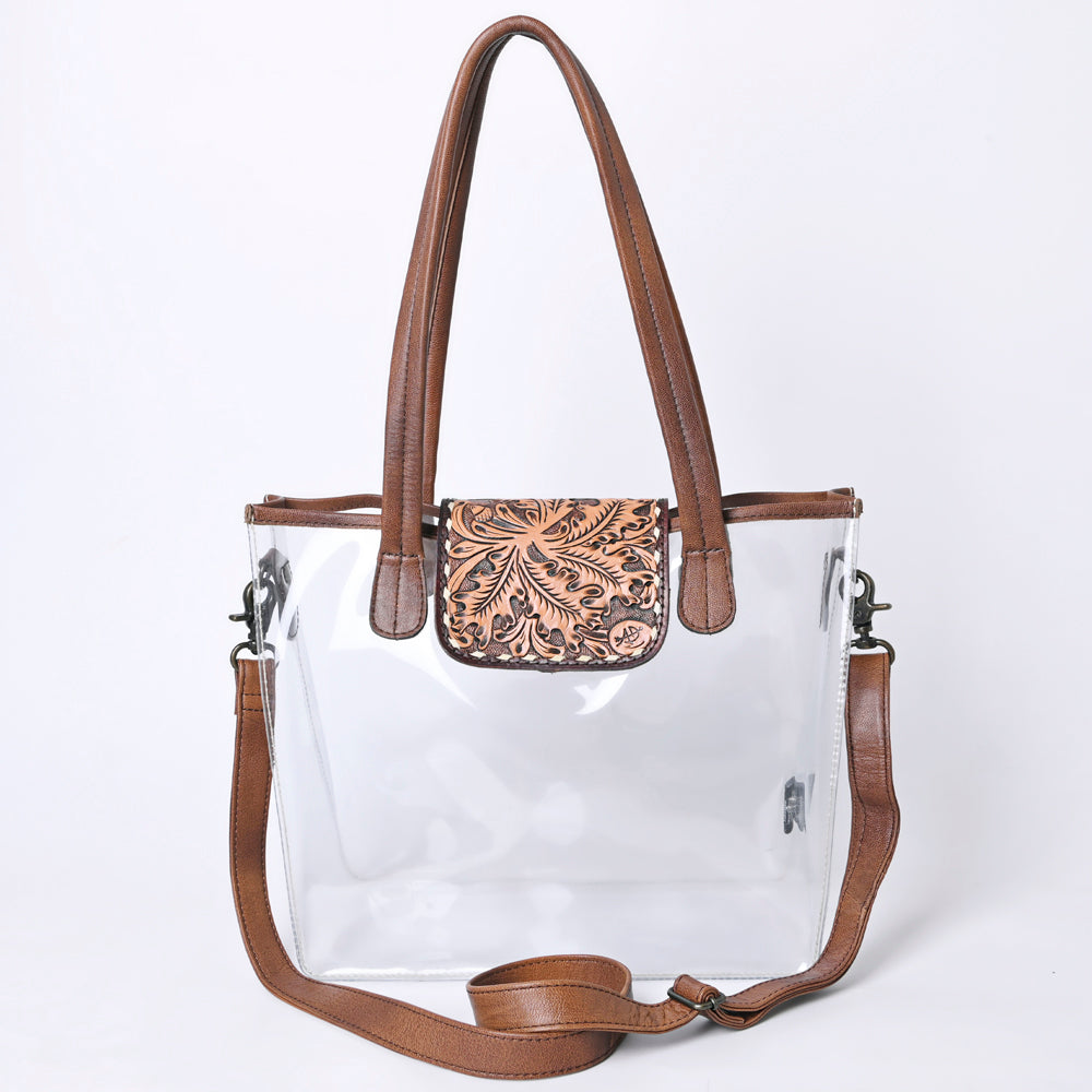 ADBG1186 American Darling Floral Tooled Leather Clear Bag | Western Stadium Tote