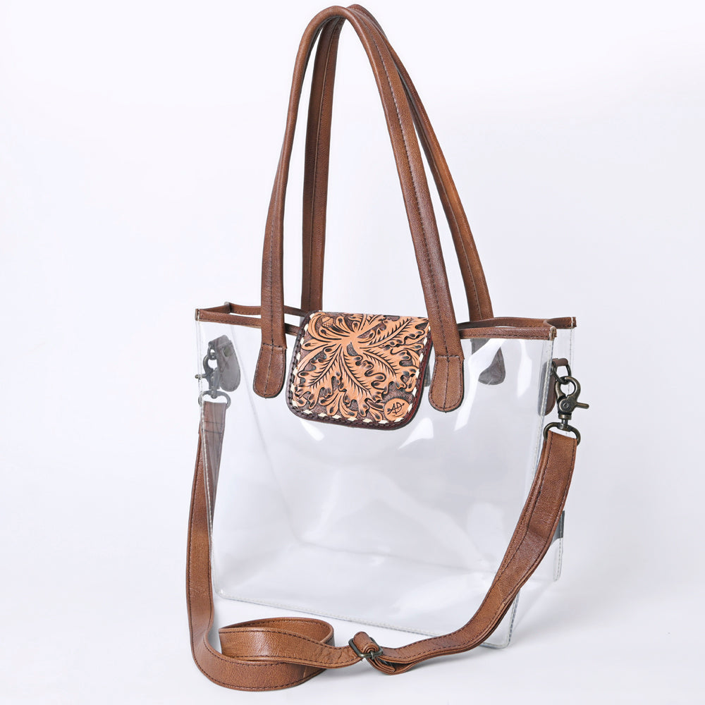 ADBG1186 American Darling Floral Tooled Leather Clear Bag | Western Stadium Tote