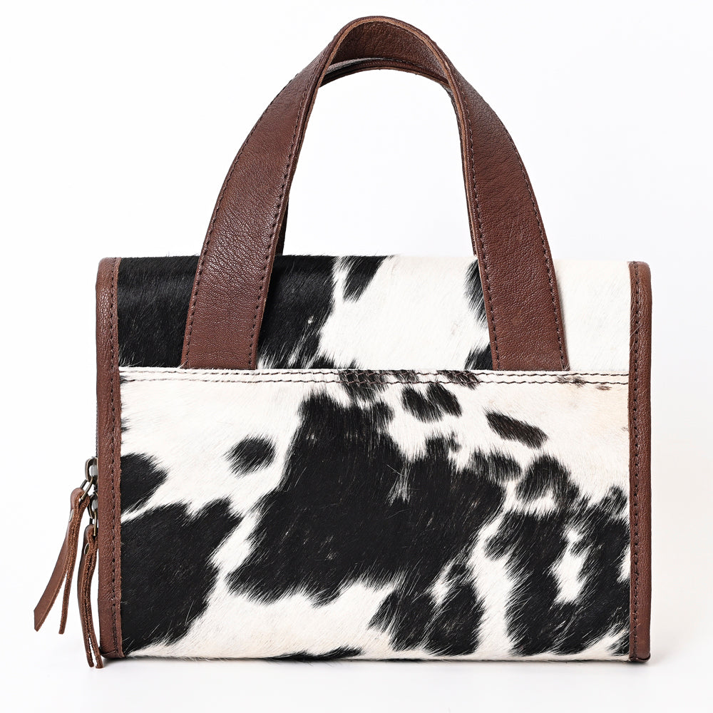 ADBGA395 Hair-On Cowhide Mini Bible Tote with Tooled Leather Cross Patch