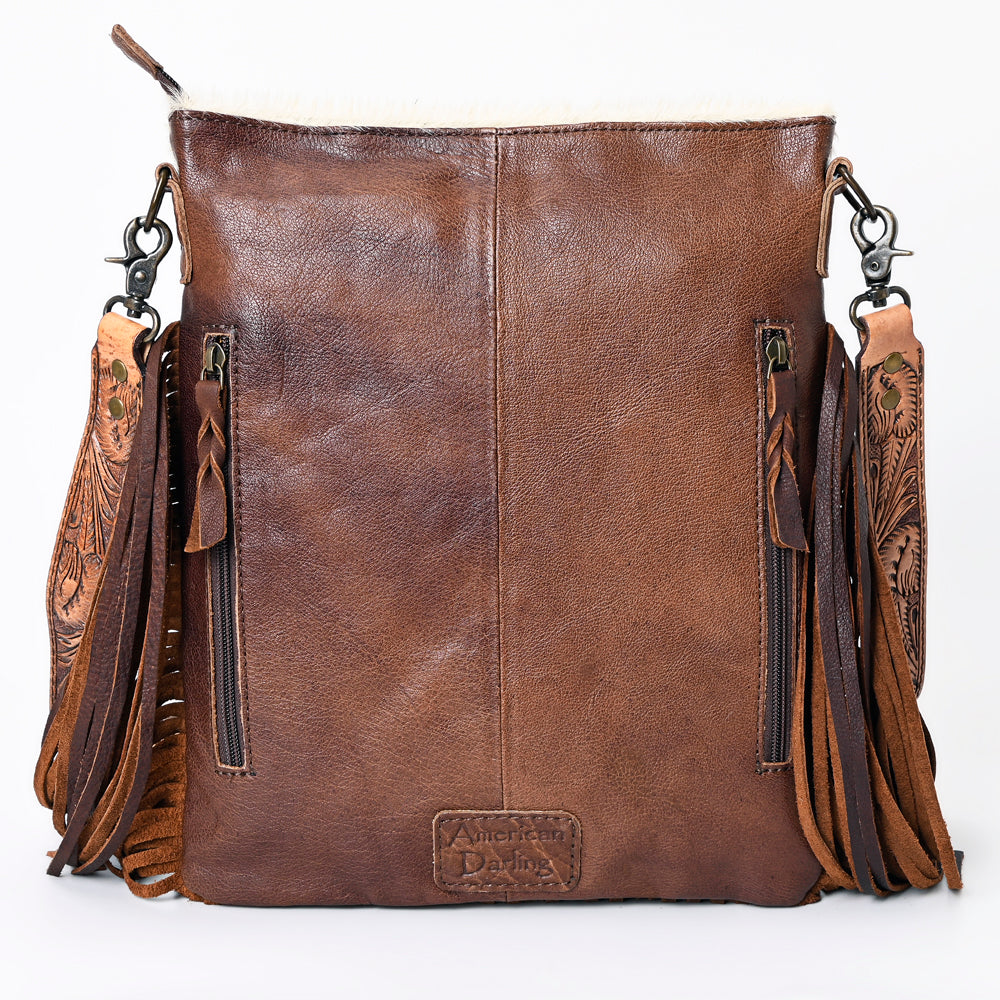 ADBGS192 Cowhide Large Crossbody Bag with Tooled Strap & Fringe - Western Rodeo Purse
