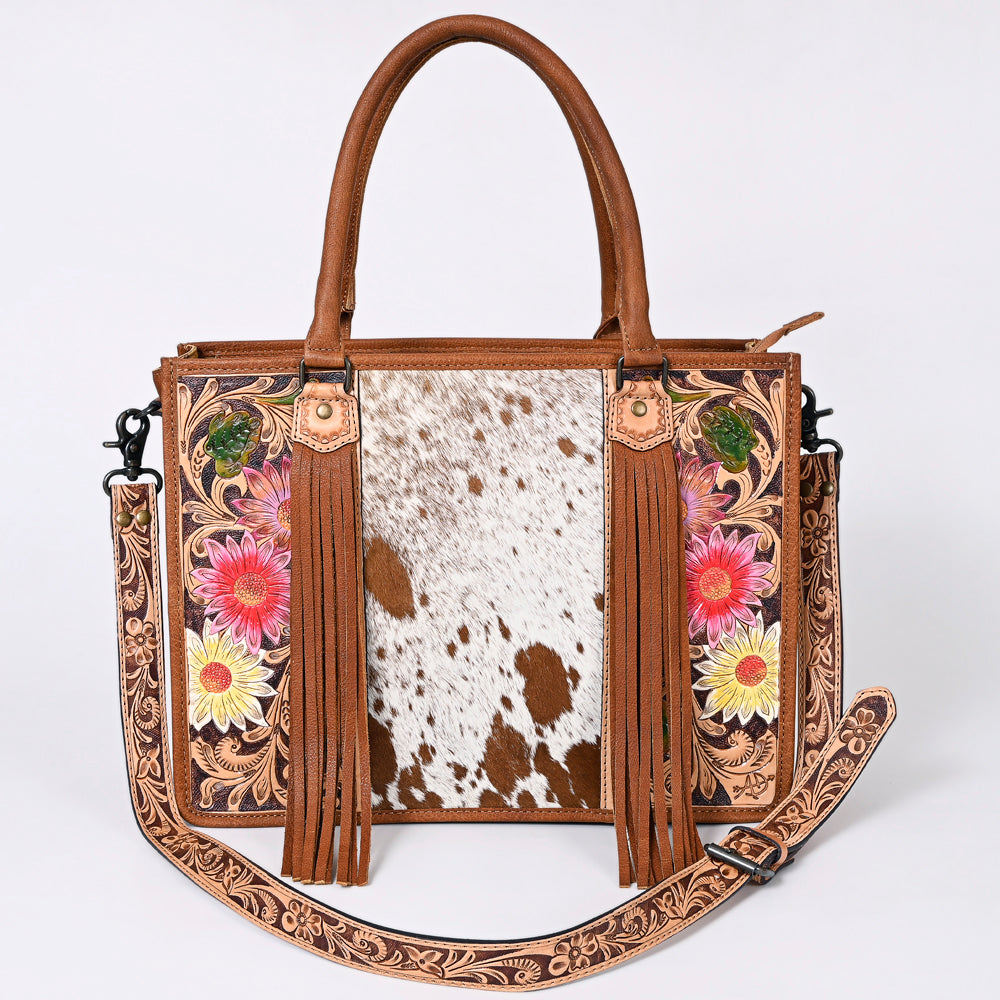 ADBG230 American Darling Western Tote Bag - Handcrafted Hair-On Cowhide & Hand-Tooled Leather