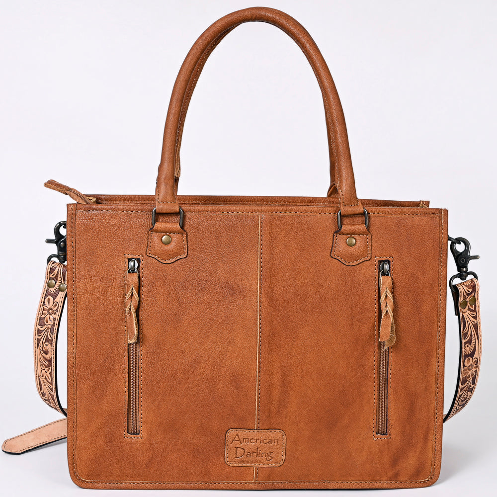 ADBG230 American Darling Western Tote Bag - Handcrafted Hair-On Cowhide & Hand-Tooled Leather