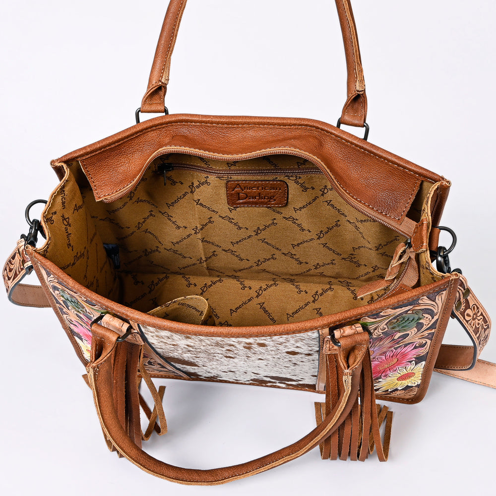 ADBG230 American Darling Western Tote Bag - Handcrafted Hair-On Cowhide & Hand-Tooled Leather