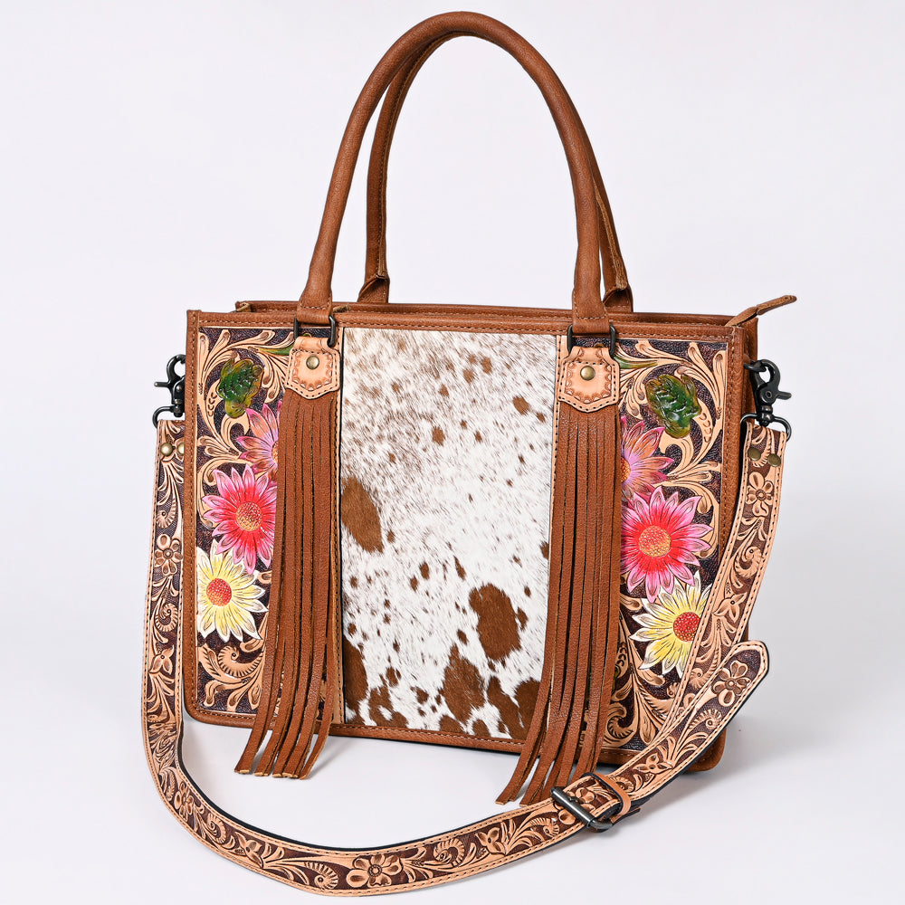 ADBG230 American Darling Western Tote Bag - Handcrafted Hair-On Cowhide & Hand-Tooled Leather