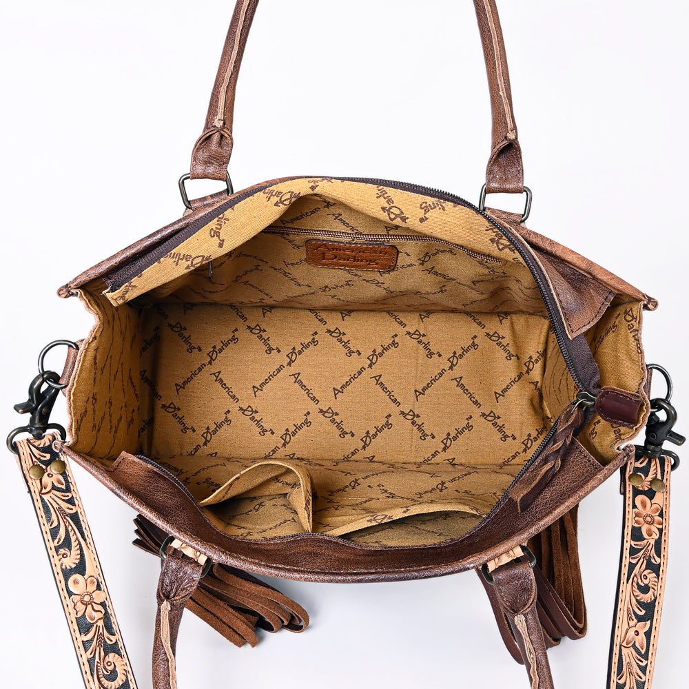ADBG230 American Darling Western Tote Bag - Handcrafted Hair-On Cowhide & Hand-Tooled Leather