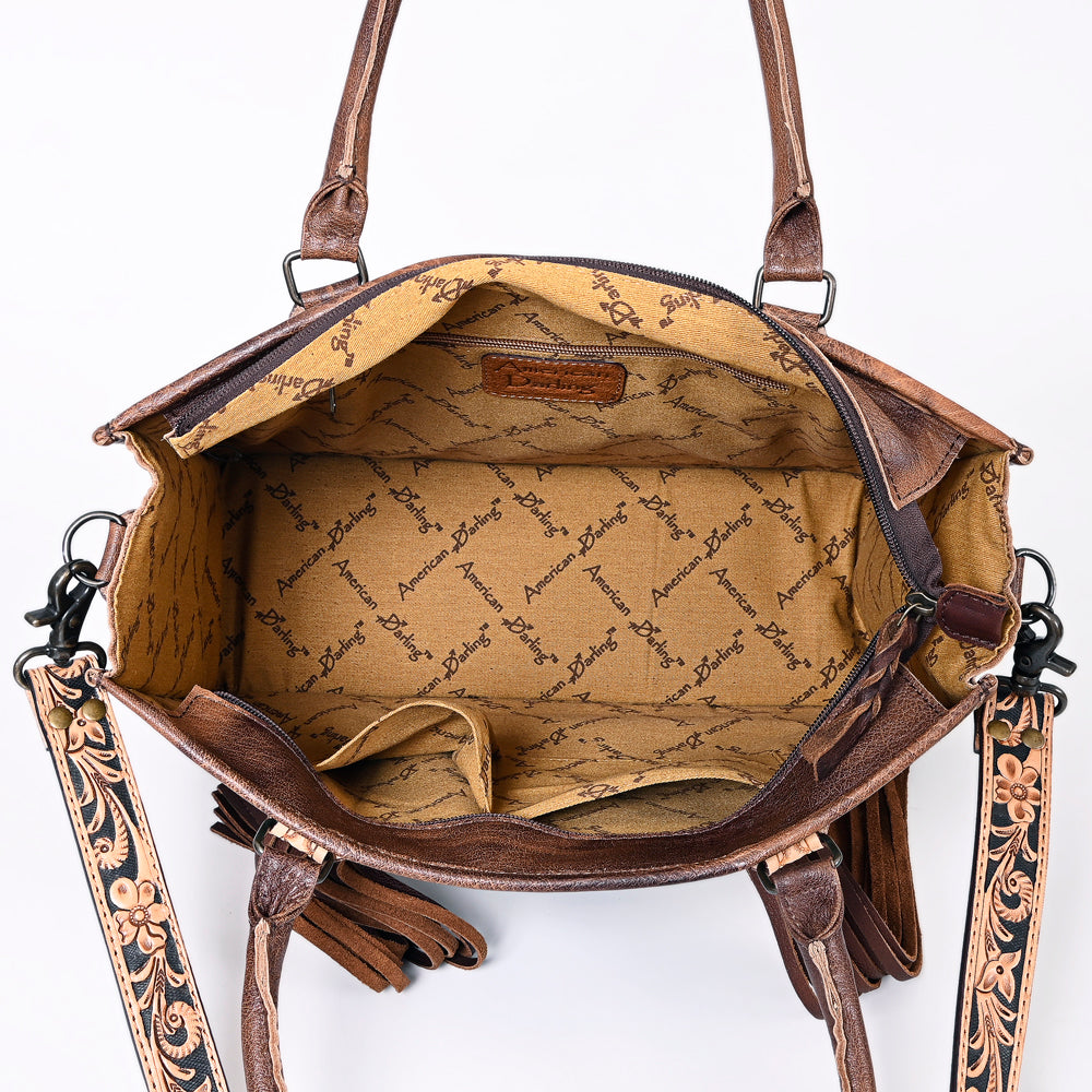 ADBG230 American Darling Western Tote Bag - Handcrafted Hair-On Cowhide & Hand-Tooled Leather
