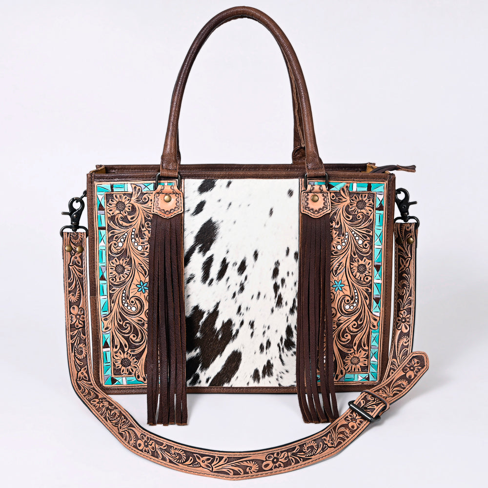 ADBG230 American Darling Western Tote Bag - Handcrafted Hair-On Cowhide & Hand-Tooled Leather