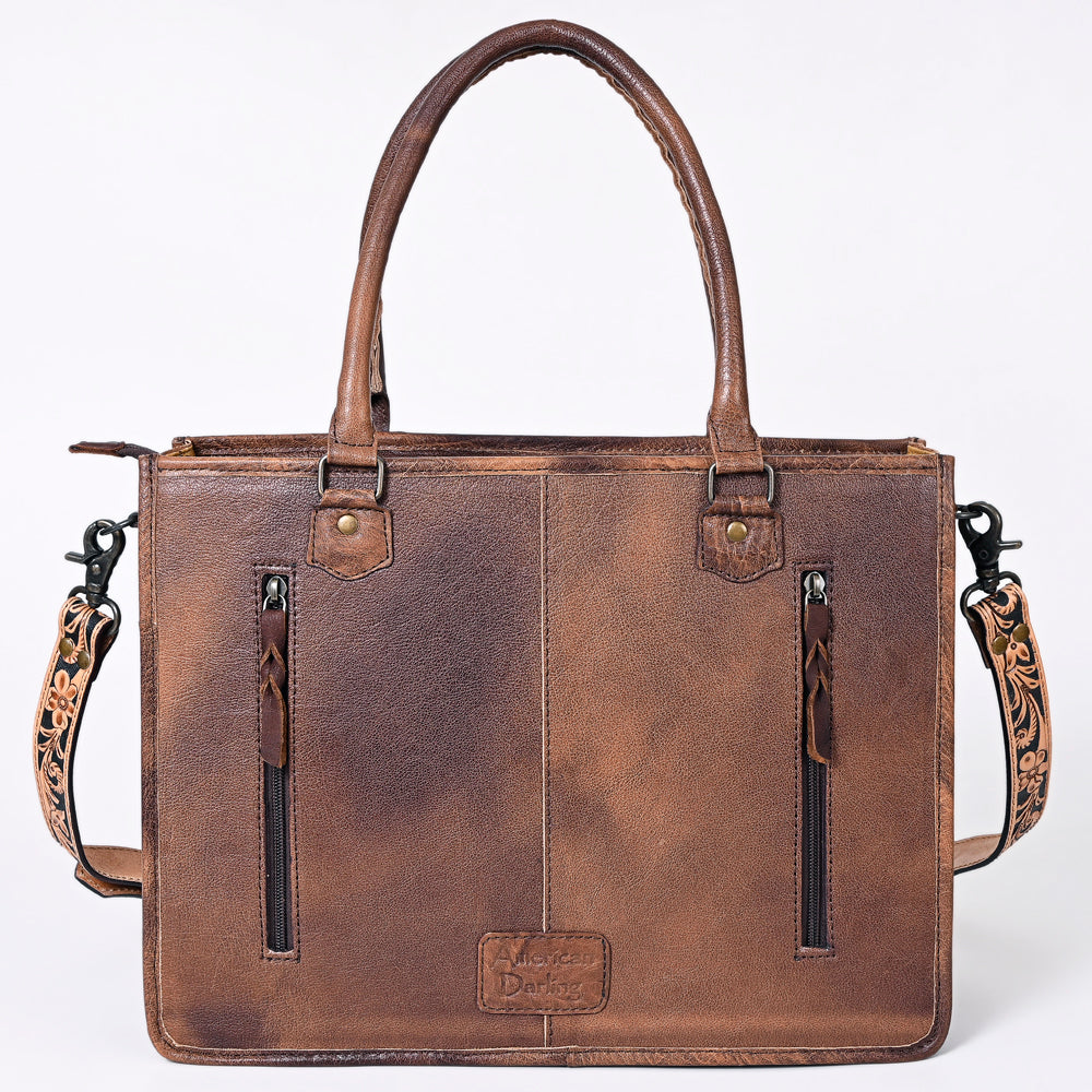 ADBG230 American Darling Western Tote Bag - Handcrafted Hair-On Cowhide & Hand-Tooled Leather