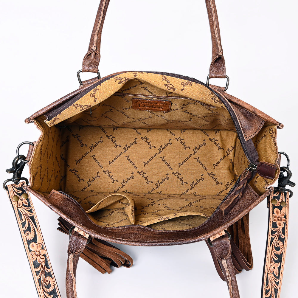 ADBG230 American Darling Western Tote Bag - Handcrafted Hair-On Cowhide & Hand-Tooled Leather