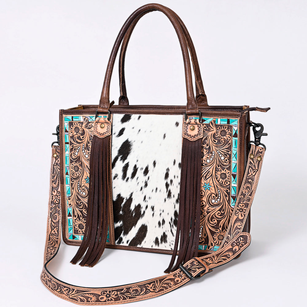 ADBG230 American Darling Western Tote Bag - Handcrafted Hair-On Cowhide & Hand-Tooled Leather
