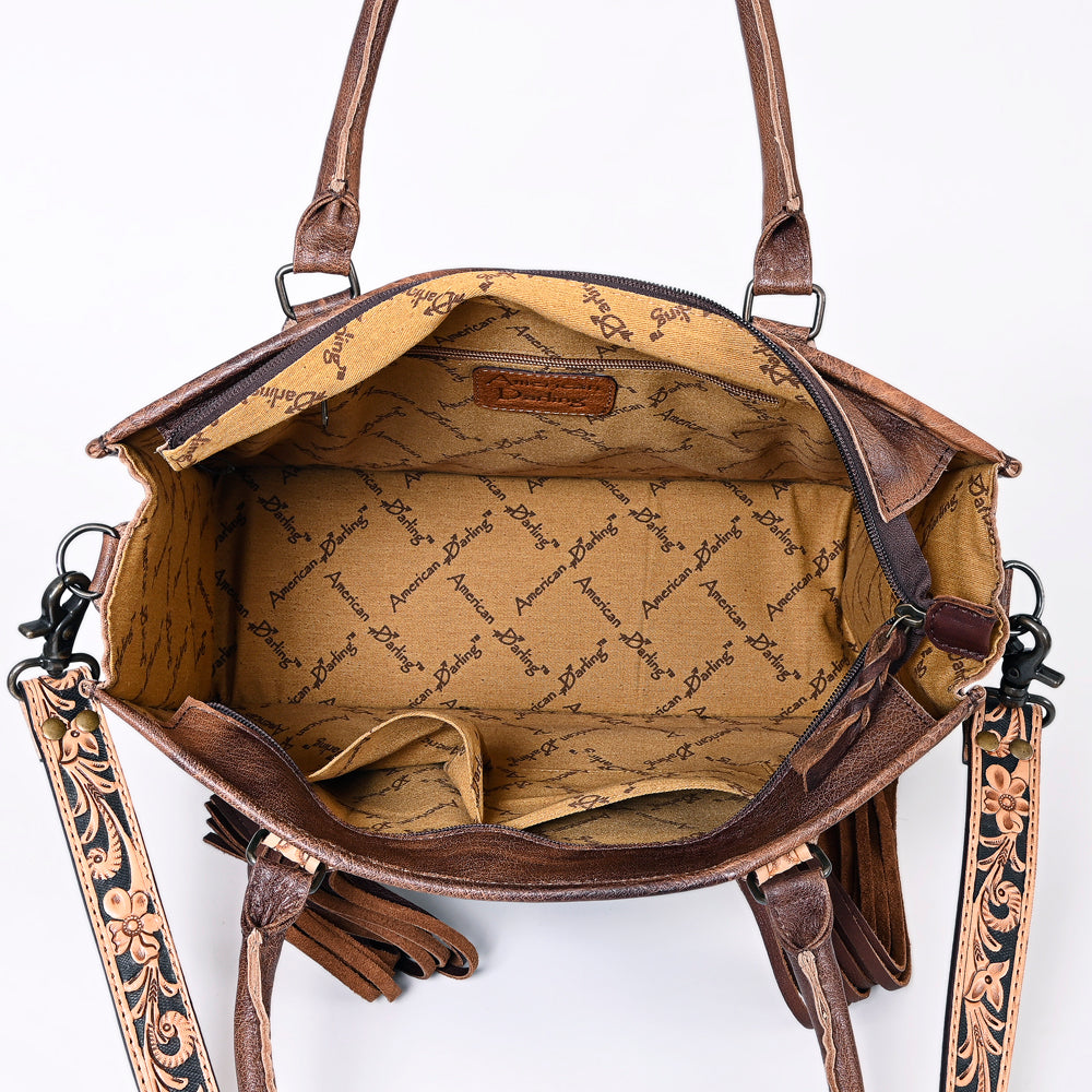 ADBG230 American Darling Western Tote Bag - Handcrafted Hair-On Cowhide & Hand-Tooled Leather