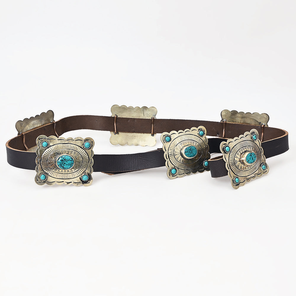 ADBLA102 Hand tooled Authentic German Silver Concho Belt