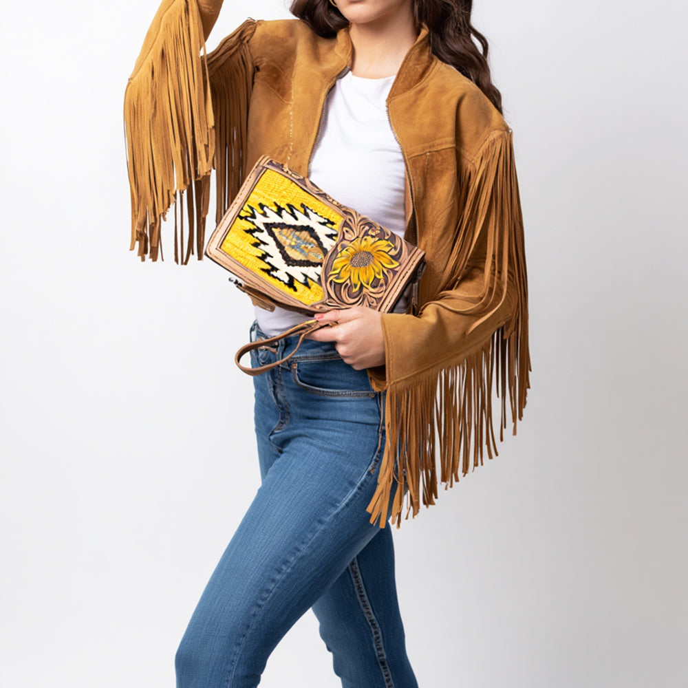 ADBG1189 American Darling Western Organizer Bag Hand Tooled Leather Saddle Blanket