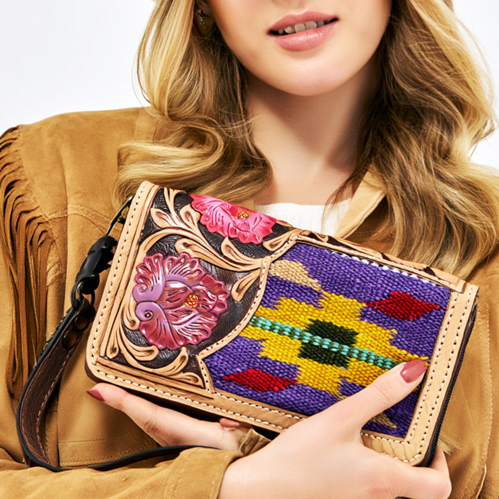 ADBG1189 American Darling Western Organizer Bag Hand Tooled Leather Saddle Blanket