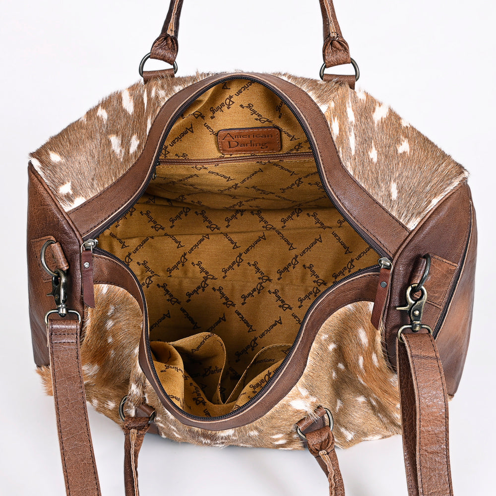 ADBGS174 Axis Hair-On Hide & Leather Duffle Bag - Western Exotic Travel Weekender