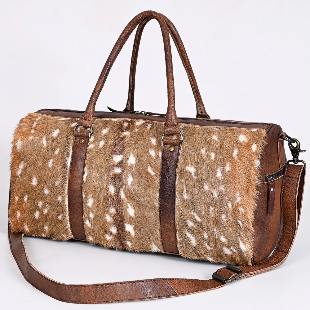 ADBGS174 Axis Hair-On Hide & Leather Duffle Bag - Western Exotic Travel Weekender