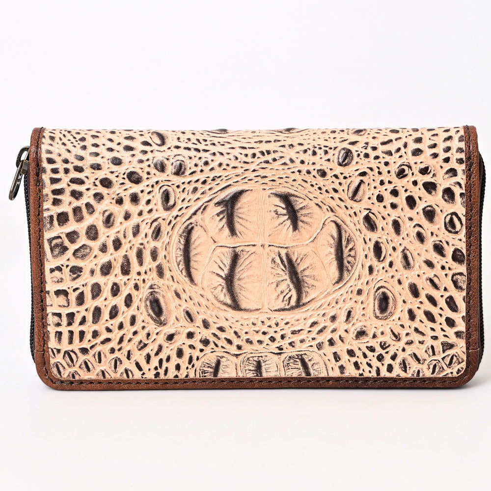 ADBG1190 American Darling Western Leather Wallet Bag Crocodile Embossed Hand Tooled