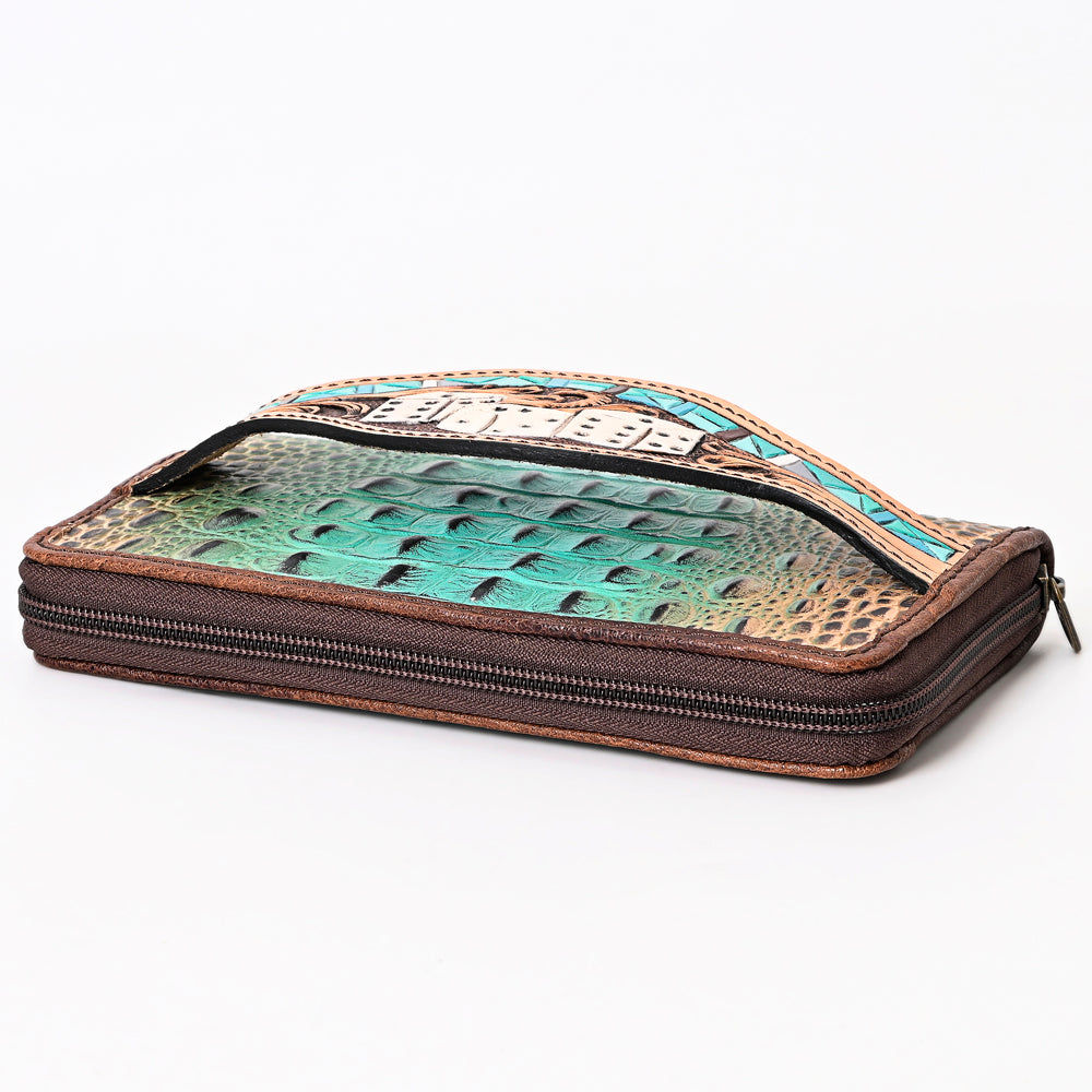 ADBG1190 American Darling Western Leather Wallet Bag Crocodile Embossed Hand Tooled