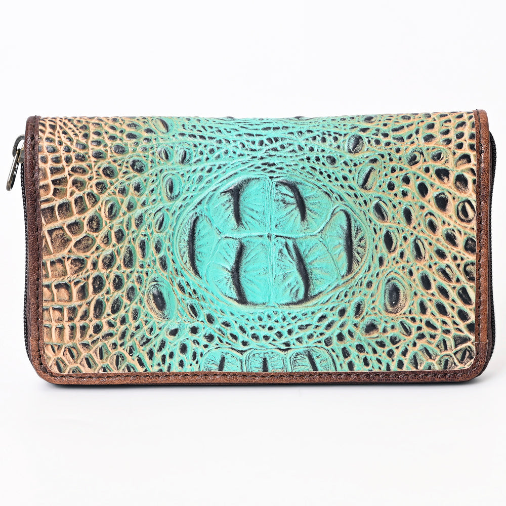 ADBG1190 American Darling Western Leather Wallet Bag Crocodile Embossed Hand Tooled