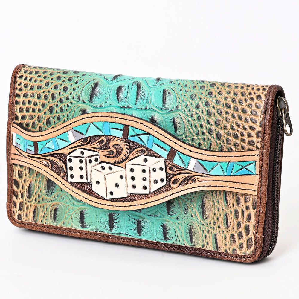 ADBG1190 American Darling Western Leather Wallet Bag Crocodile Embossed Hand Tooled