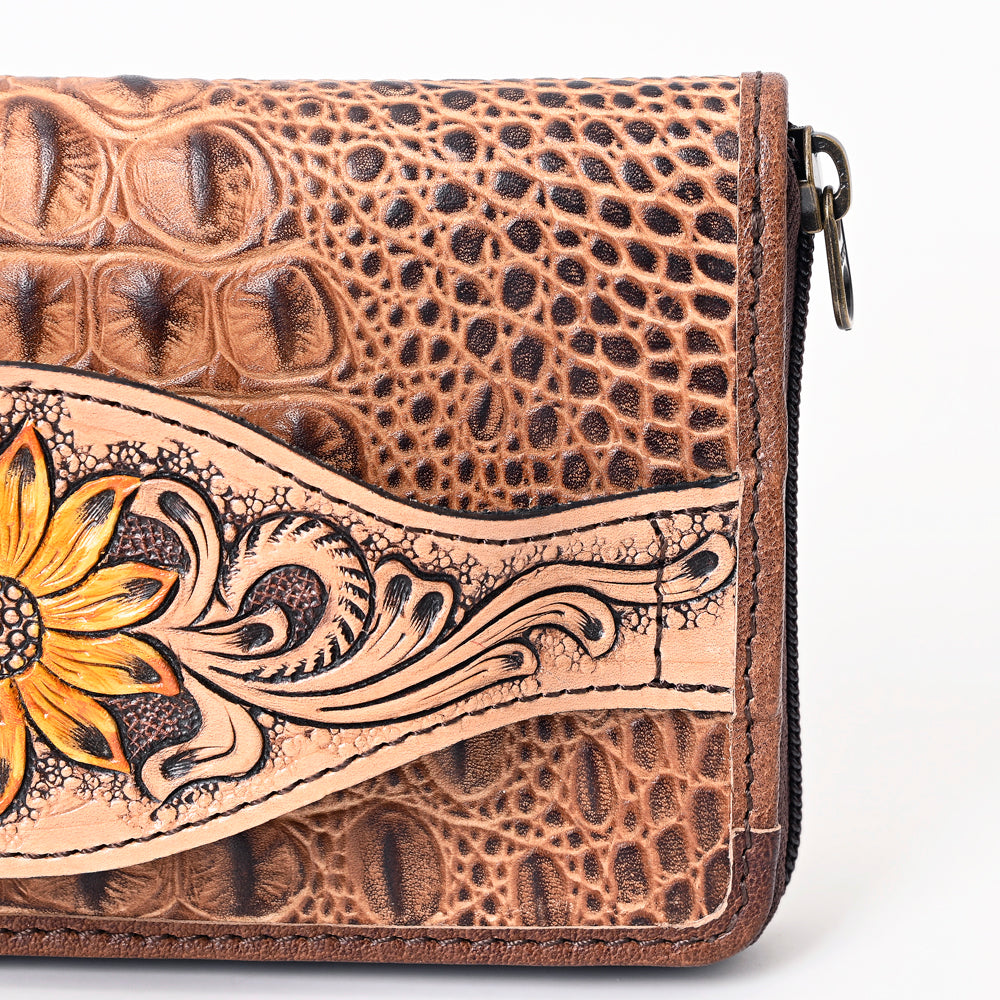 ADBG1190 American Darling Western Leather Wallet Bag Crocodile Embossed Hand Tooled