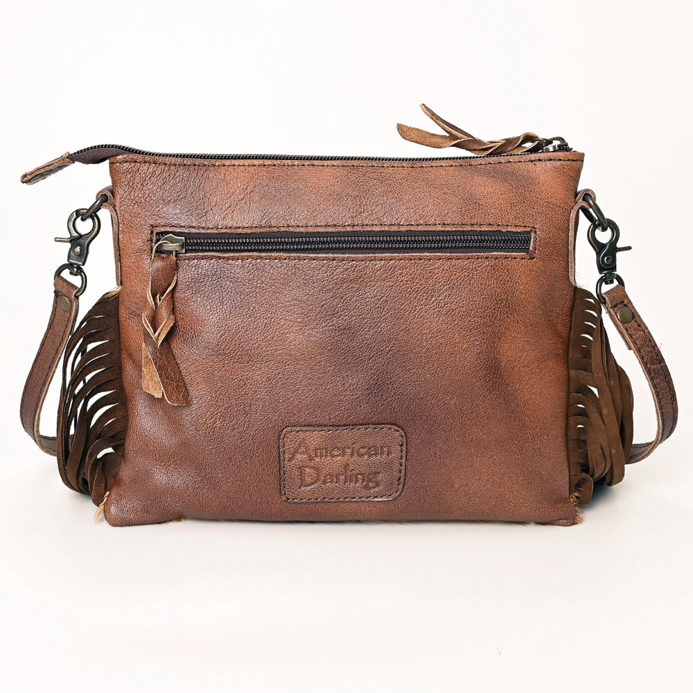 ADBG109 American Darling Hair-On Cowhide Leather Western Small Crossbody Bag with Fringes