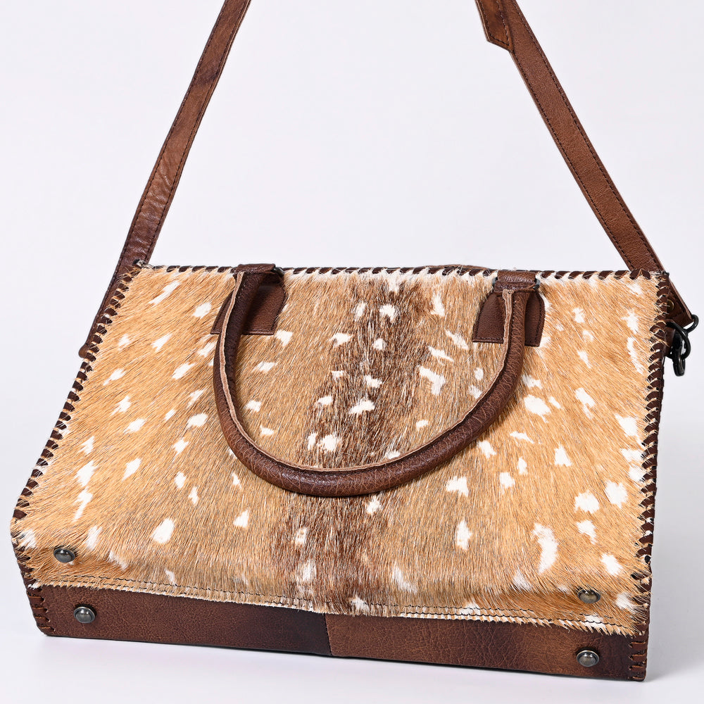 LC-ADBGS118 Western Tote Bag - Hair-On Leather with Whipstitch Trim & Detachable Strap