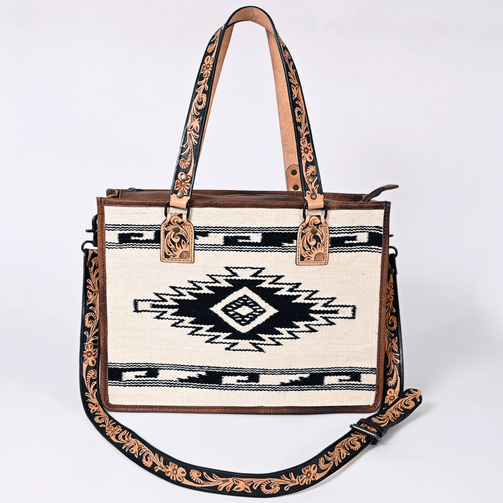ADBG1033 American Darling Handwoven Saddle Blanket Tote Bag - Western Genuine Leather Purse