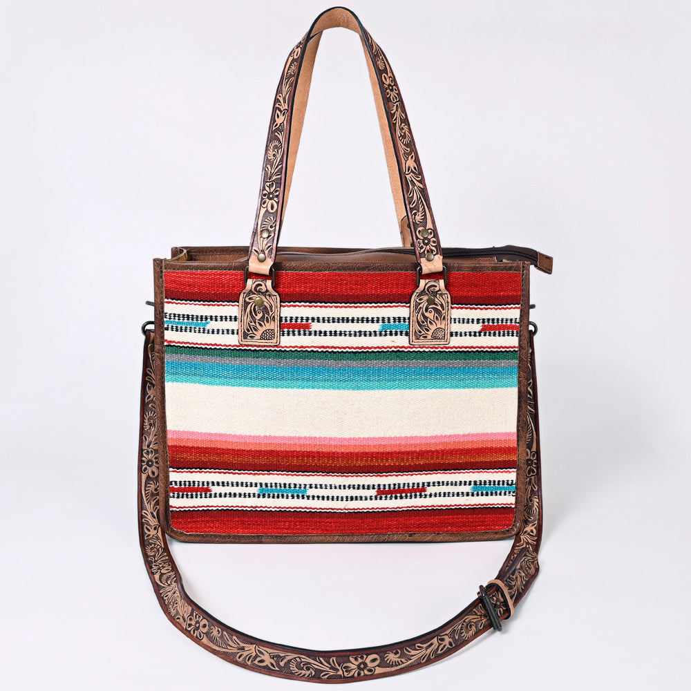 ADBG1033 American Darling Handwoven Saddle Blanket Tote Bag - Western Genuine Leather Purse