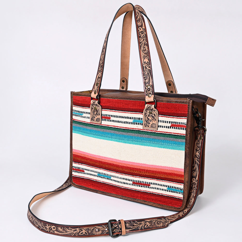 ADBG1033 American Darling Handwoven Saddle Blanket Tote Bag - Western Genuine Leather Purse